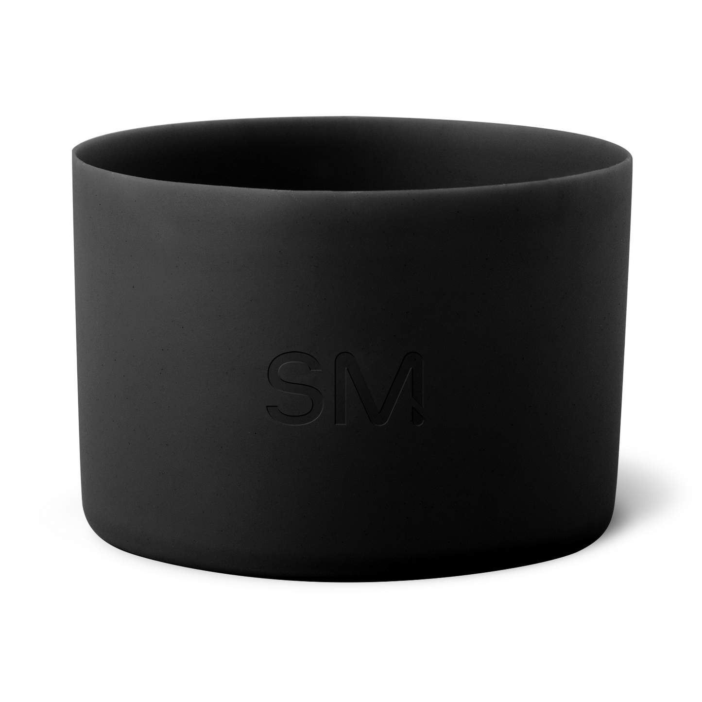Matte black cylindrical vessel with dark interior walls and neutral background