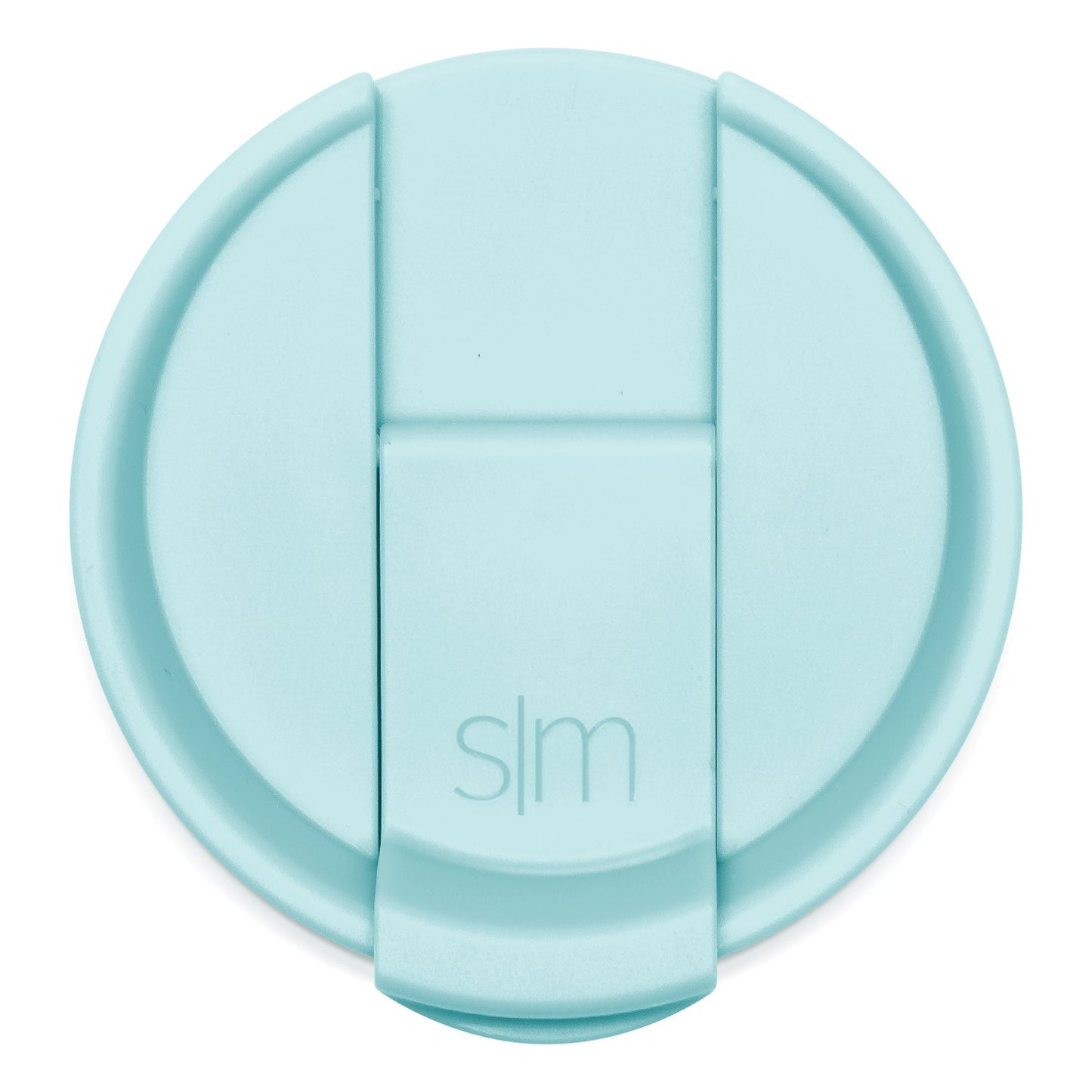 Seafoam blue flip-top lid against white background