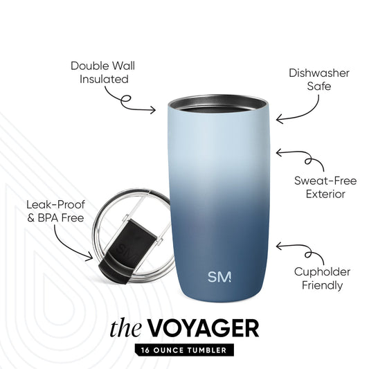 Voyager Tumbler with Clear Flip Lid & Straw