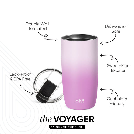 Voyager Tumbler with Clear Flip Lid & Straw
