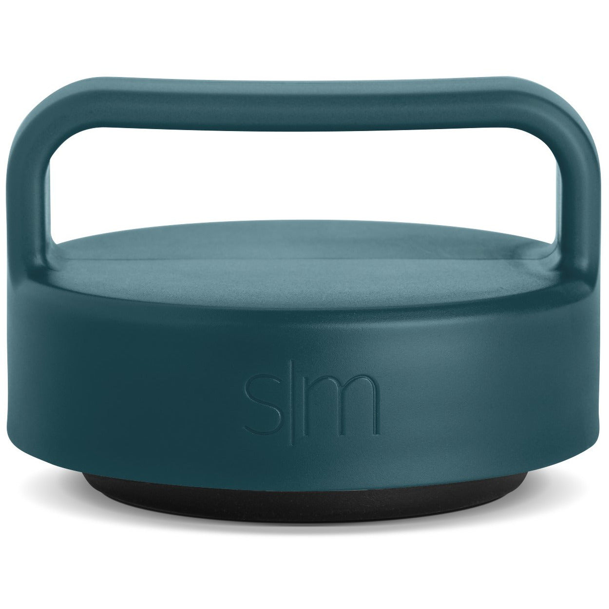 Muted teal jar lid with dark charcoal base against clean white background