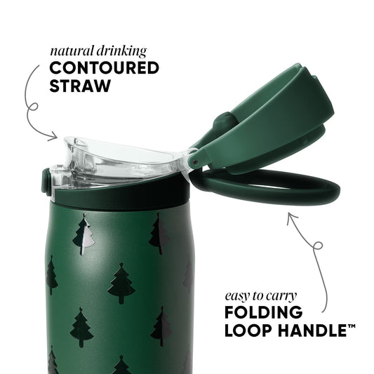 Forest green matte drinkware with textured finish and transparent clear spout for drinking