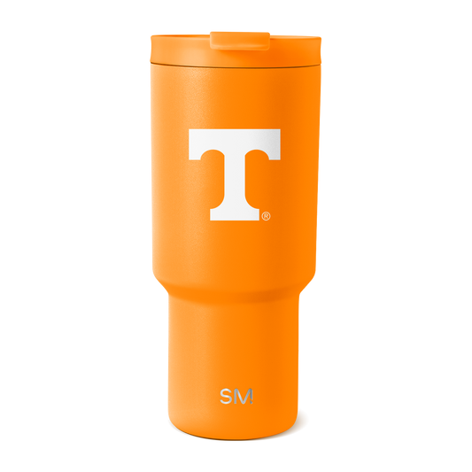 Vibrant warm orange tumbler with matte finish and subtle depth gradations, model TRK-F-30-U-TENN-M