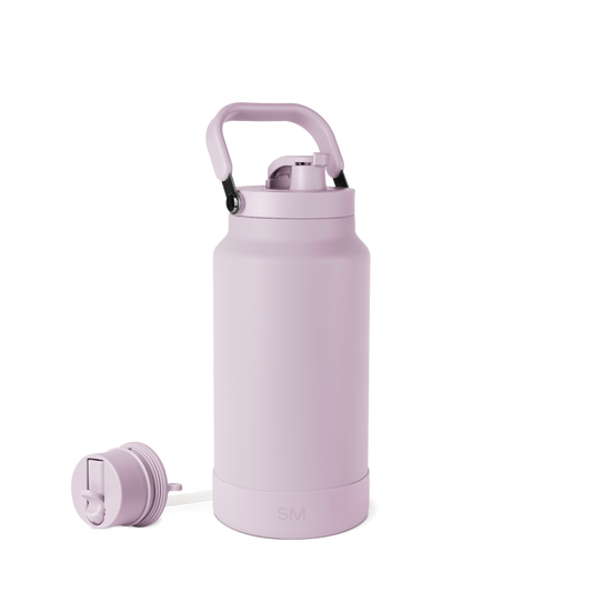 Dusty purple ceramic drinkware on white background