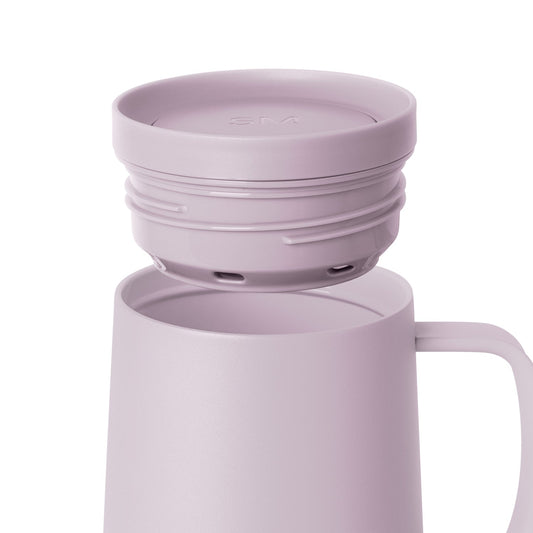Dusty purple matte makeup organizer with lid, shown against neutral background