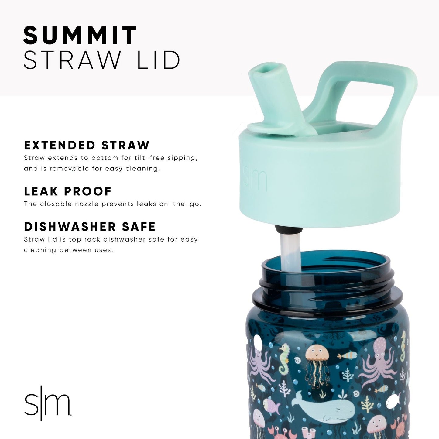 Soft mint green background with a deep navy blue-teal water bottle featuring a clean, modern design positioned in the lower portion of the image.
