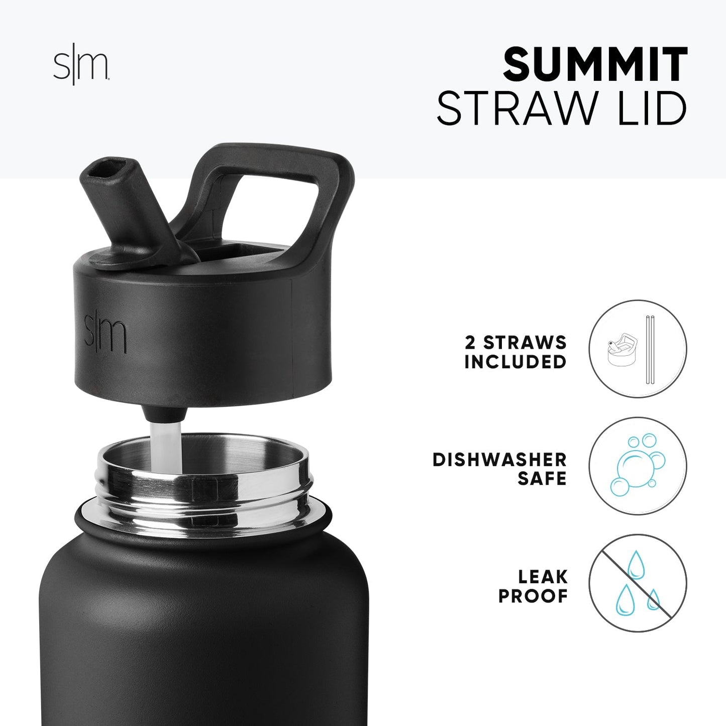 Matte black insulated tumbler with stainless steel silver base band and metal components