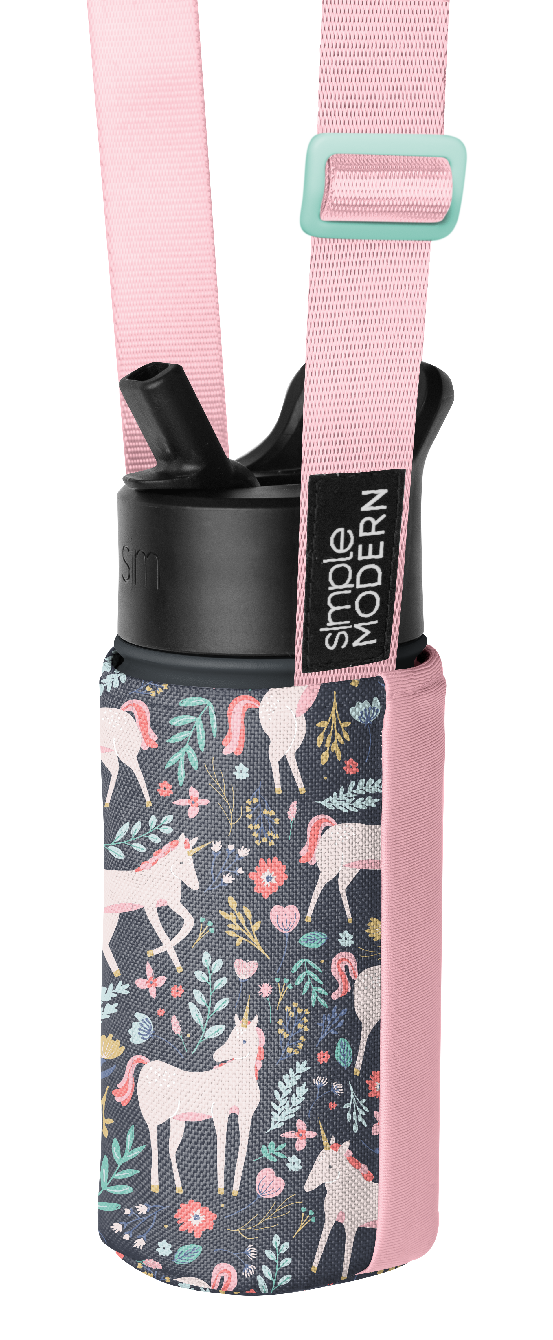 Soft pink bottle holder with adjustable straps in pale ballet pink and saturated candy pink exterior panel