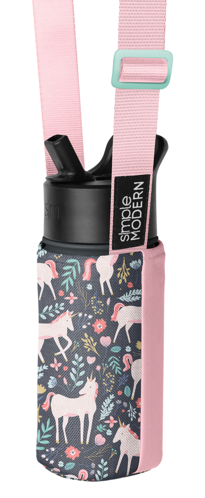 Soft pink bottle holder with adjustable straps in pale ballet pink and saturated candy pink exterior panel