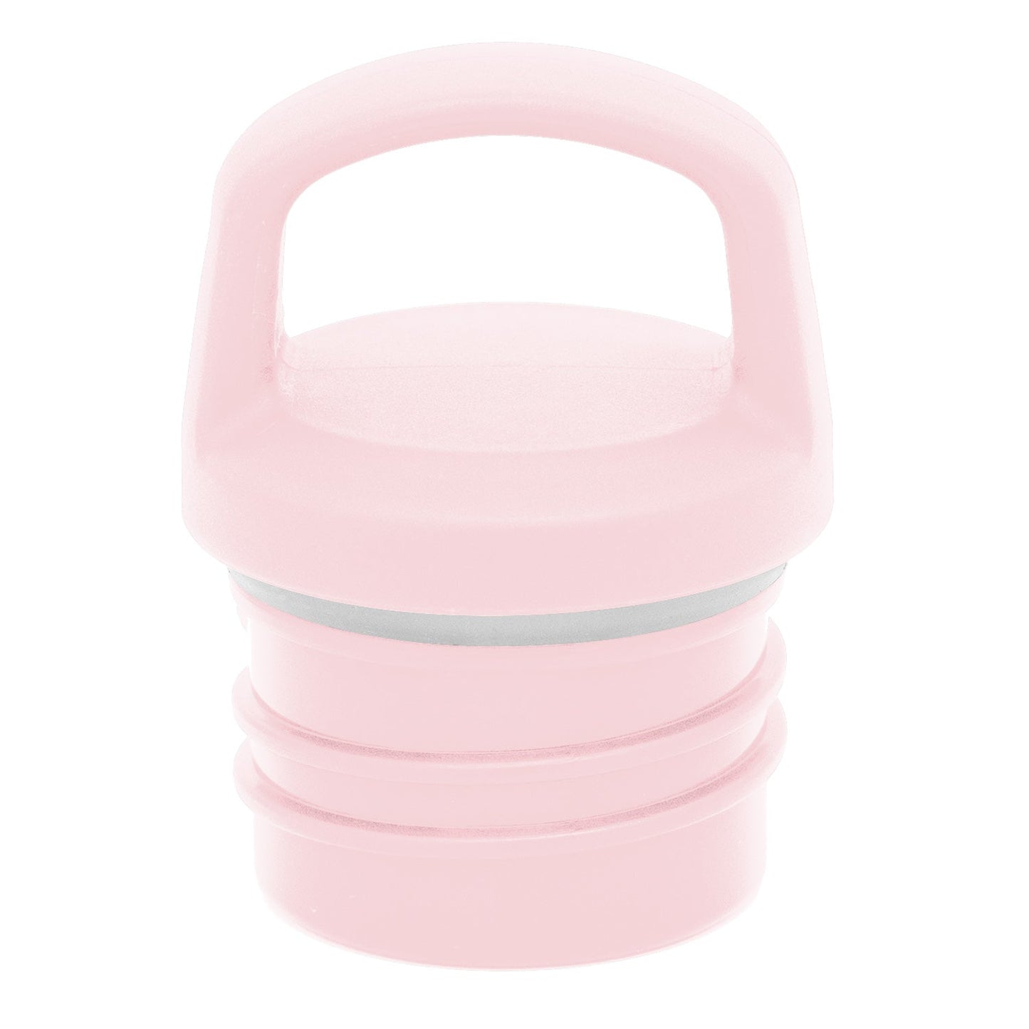 Pale pink container with silver accent band around the middle section