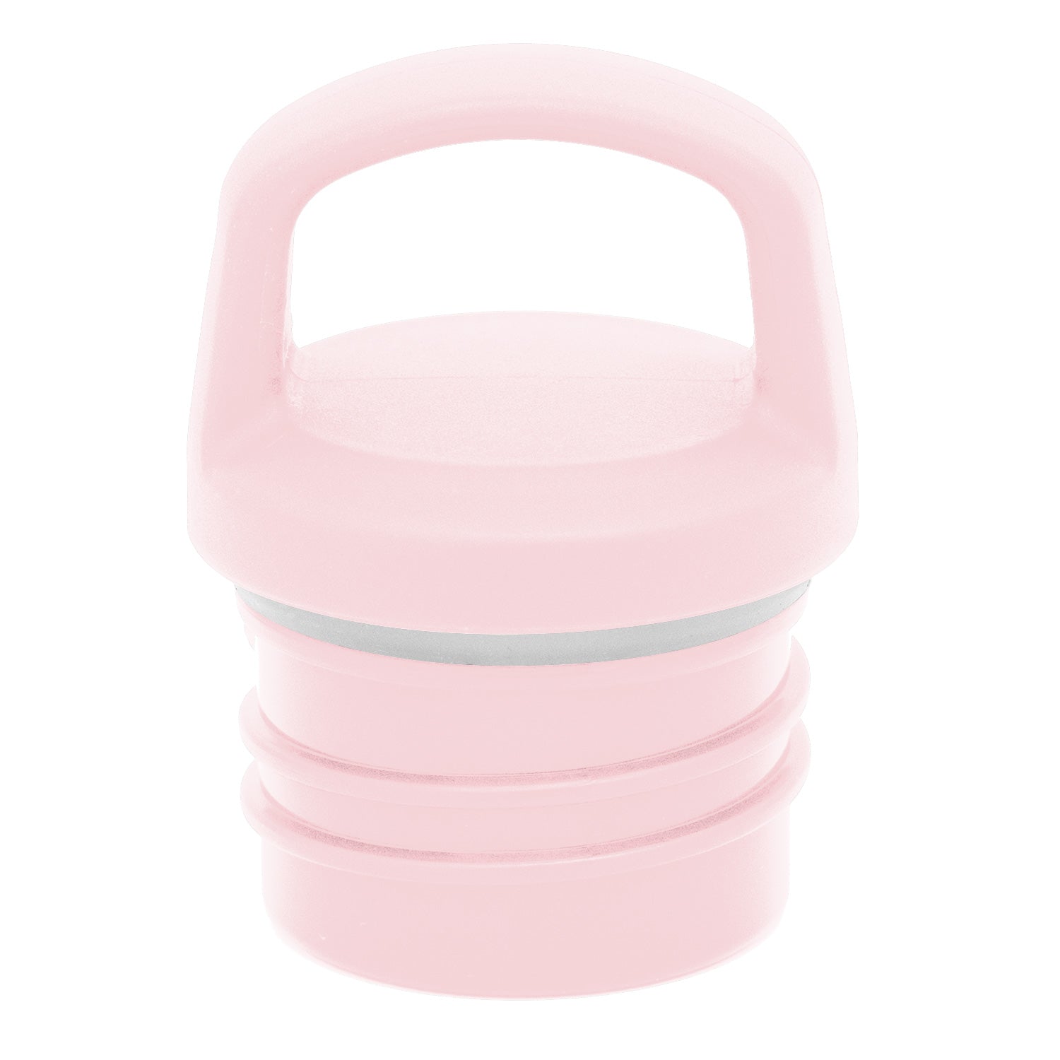 Pale pink container with silver accent band around the middle section