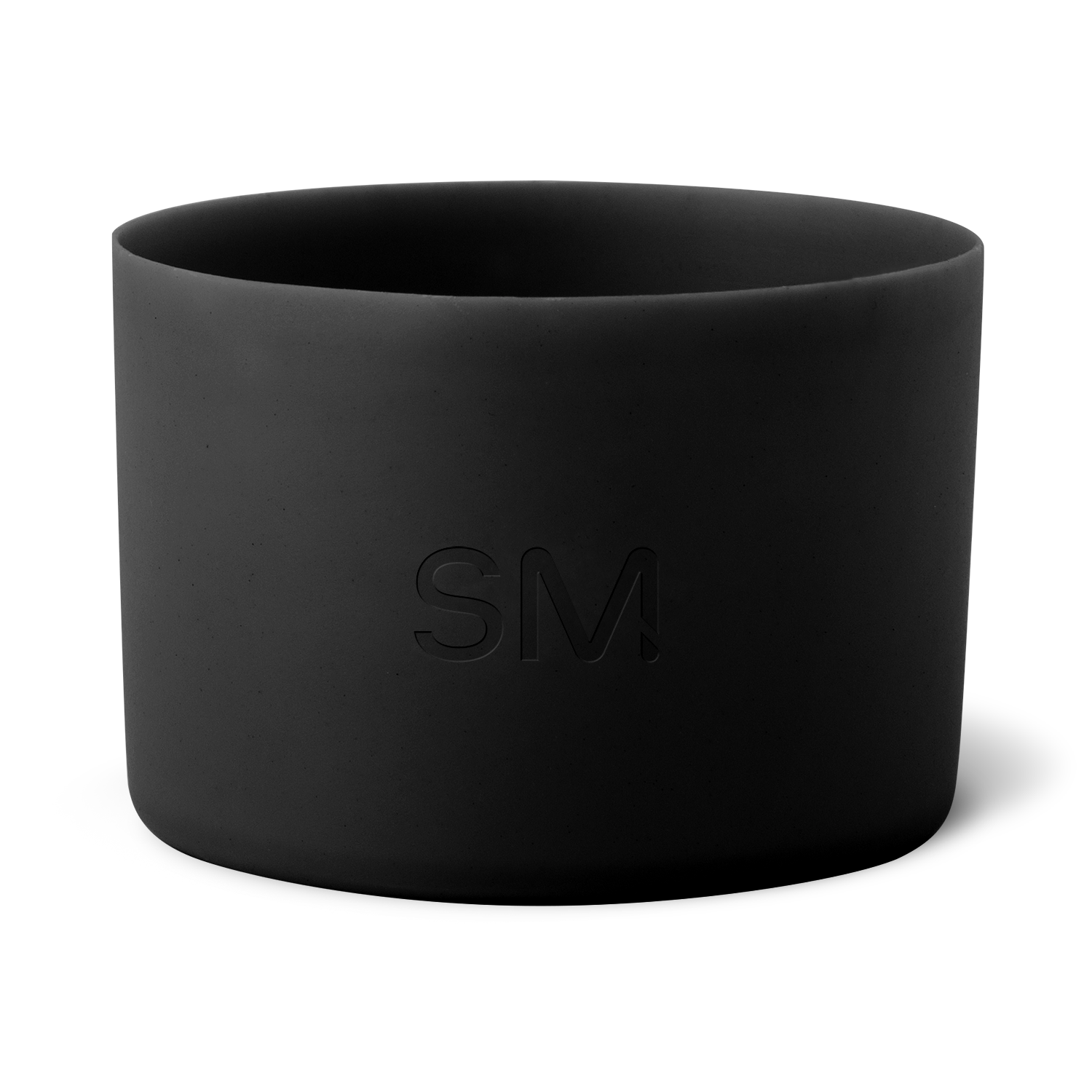 Matte black cylindrical vessel with dark interior walls and neutral background