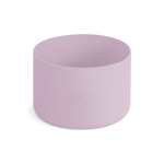 Mauve and lavender pink cylindrical boot or container on off-white background