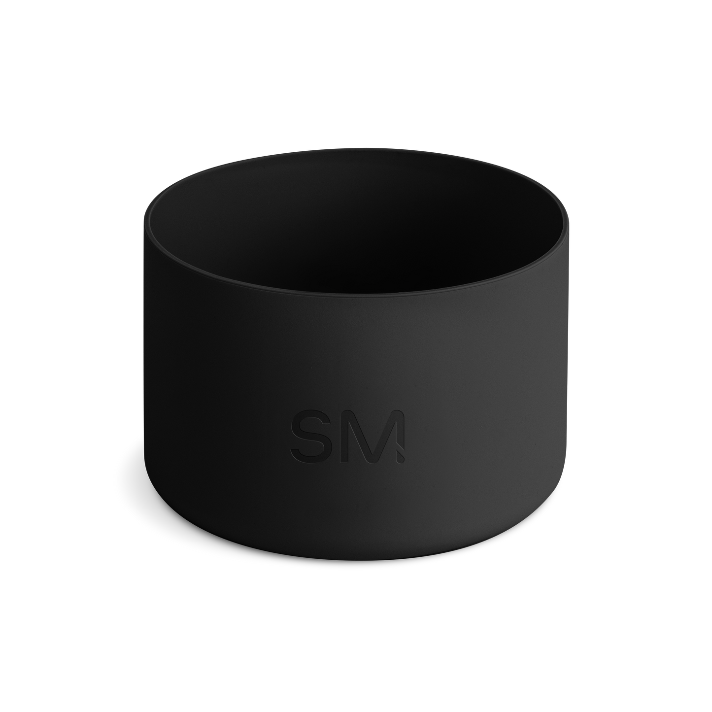 Black cylindrical boot tray on white background, shown from above with open top view revealing interior depth
