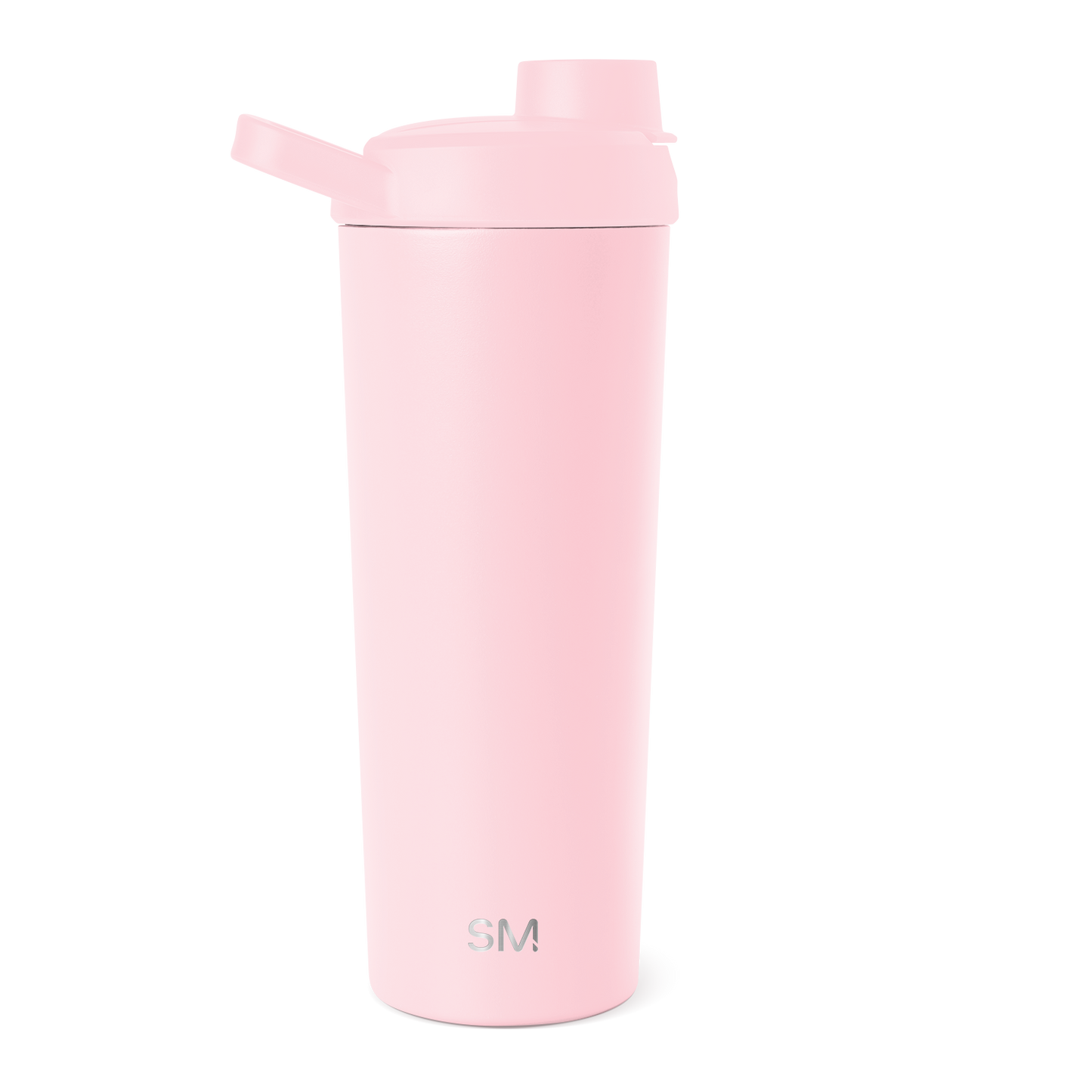 Light pink water bottle with matte finish on white background