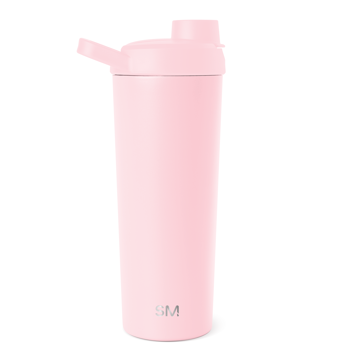 Light pink water bottle with matte finish on white background