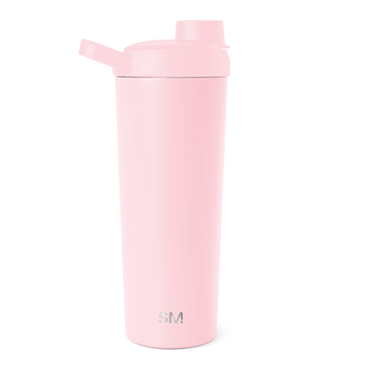 Light pink water bottle with matte finish on white background