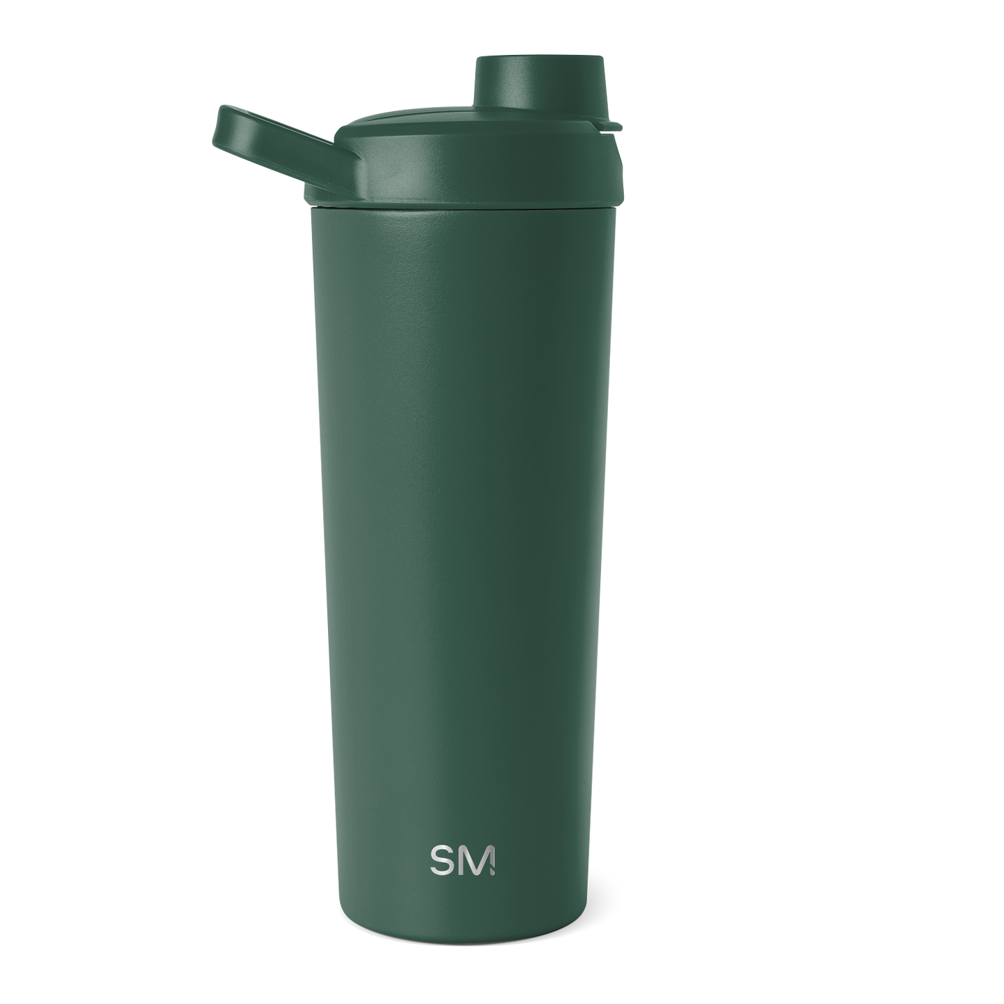 Forest green water bottle with matte finish displayed against white background