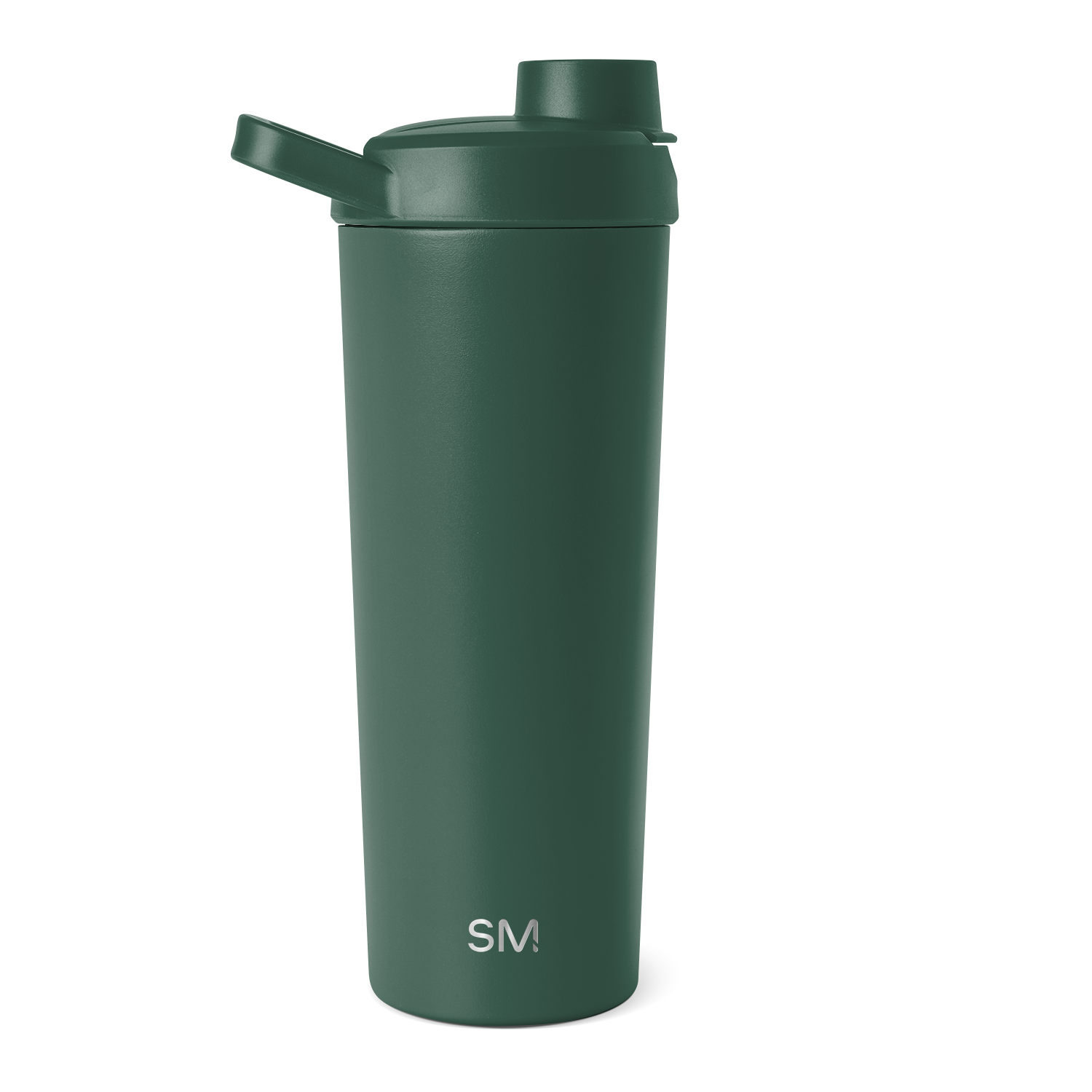 Forest green water bottle with matte finish displayed against white background
