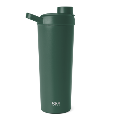 Forest green water bottle with matte finish displayed against white background