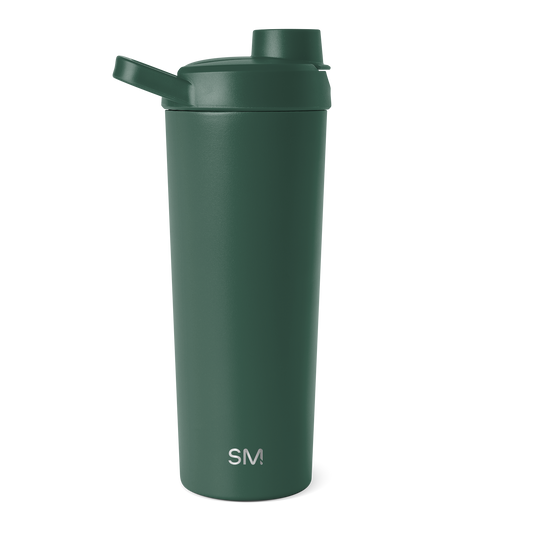 Forest green water bottle with matte finish displayed against white background