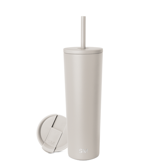 Simple Modern Slim Ranger tumbler, white background, front view of insulated drinkware with sleek cylindrical design and minimalist aesthetic