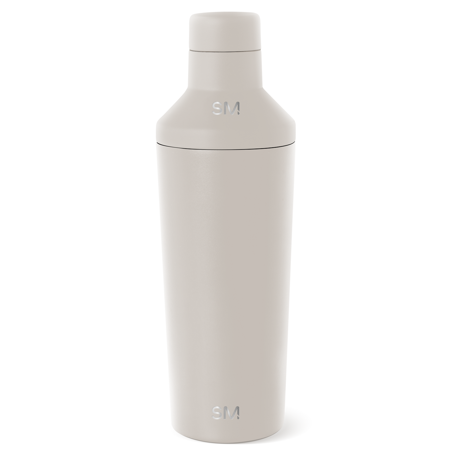 Cream-colored cosmetic bottle with minimalist design displayed against a white background