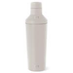 Cream-colored cosmetic bottle with minimalist design displayed against a white background