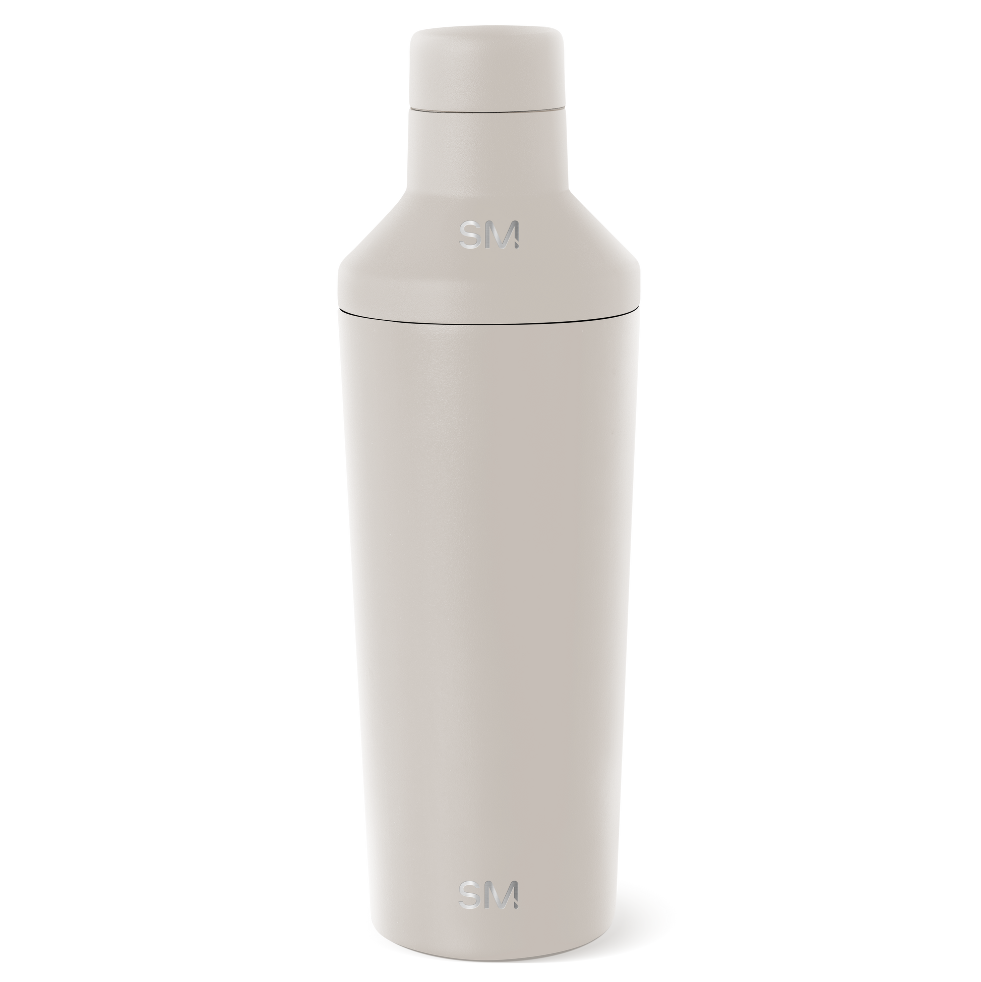 Cream-colored cosmetic bottle with minimalist design displayed against a white background