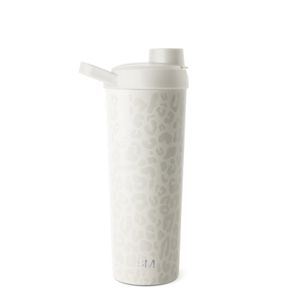 White insulated tumbler with lid displayed against a neutral background