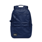 Navy blue backpack on white background