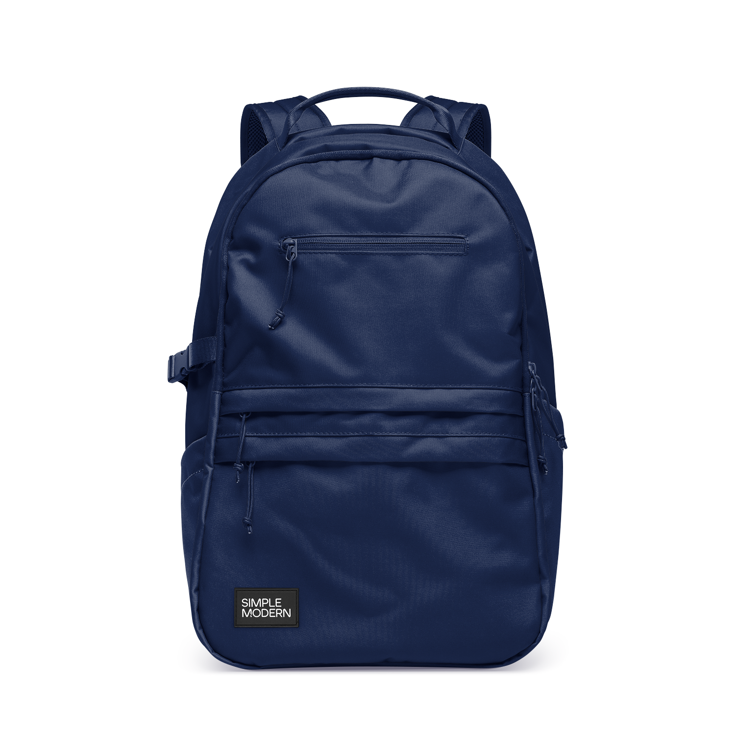 Navy blue backpack on white background