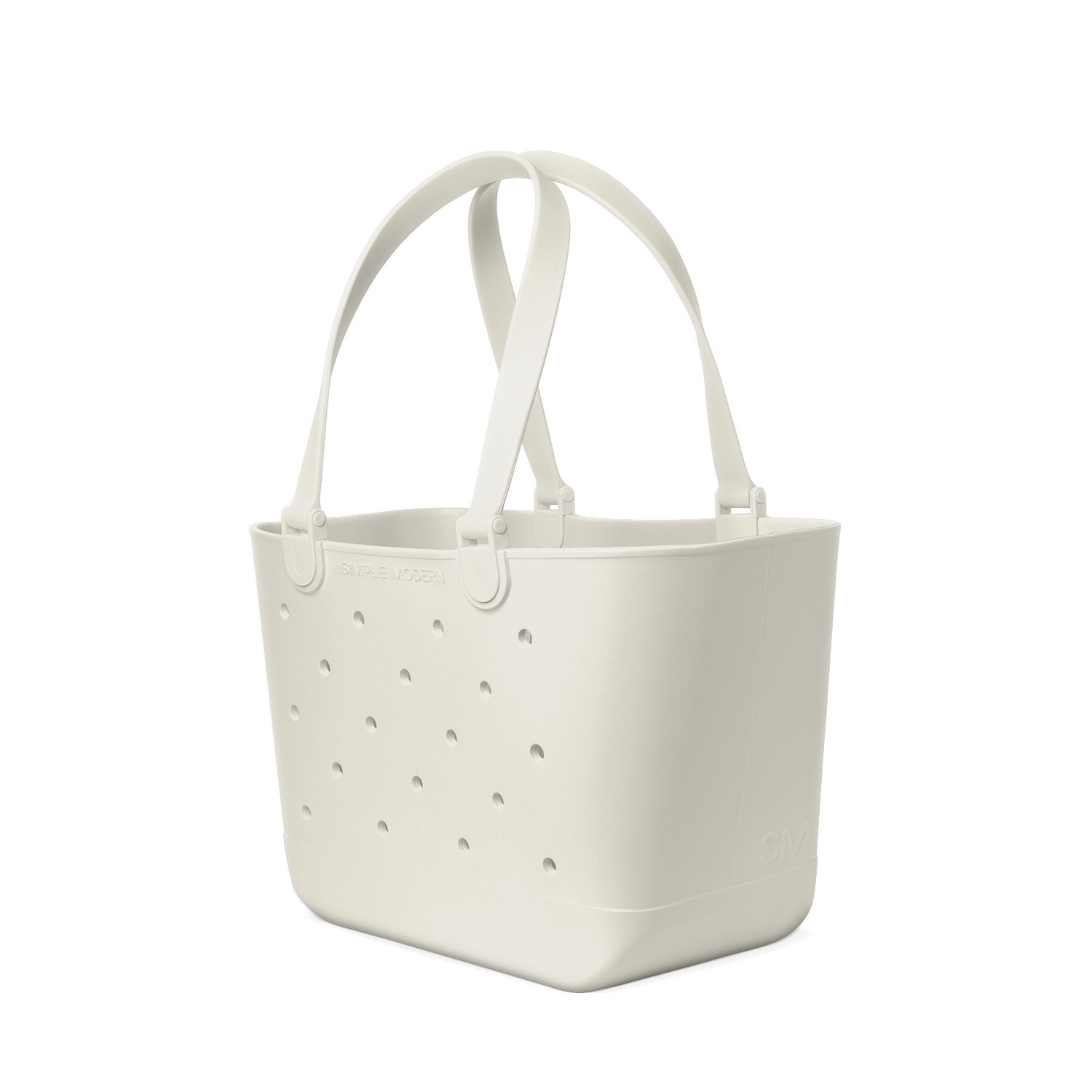Cream-colored canvas tote bag with handles, displayed against a white background.