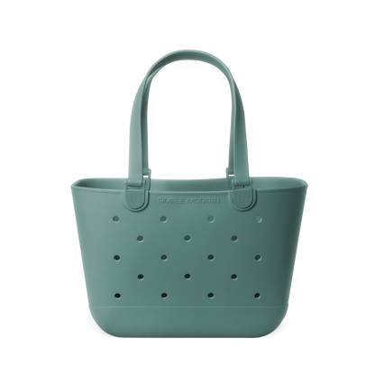 Soft sage green tote bag with matching handles and structural elements