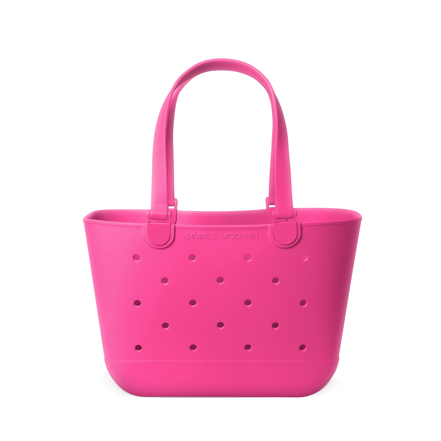 Vibrant hot pink tote bag displayed against a white background