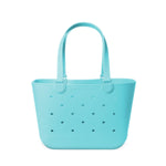 Mint blue perforated tote bag with arched handles and Simple Modern branding, shown against a white background.