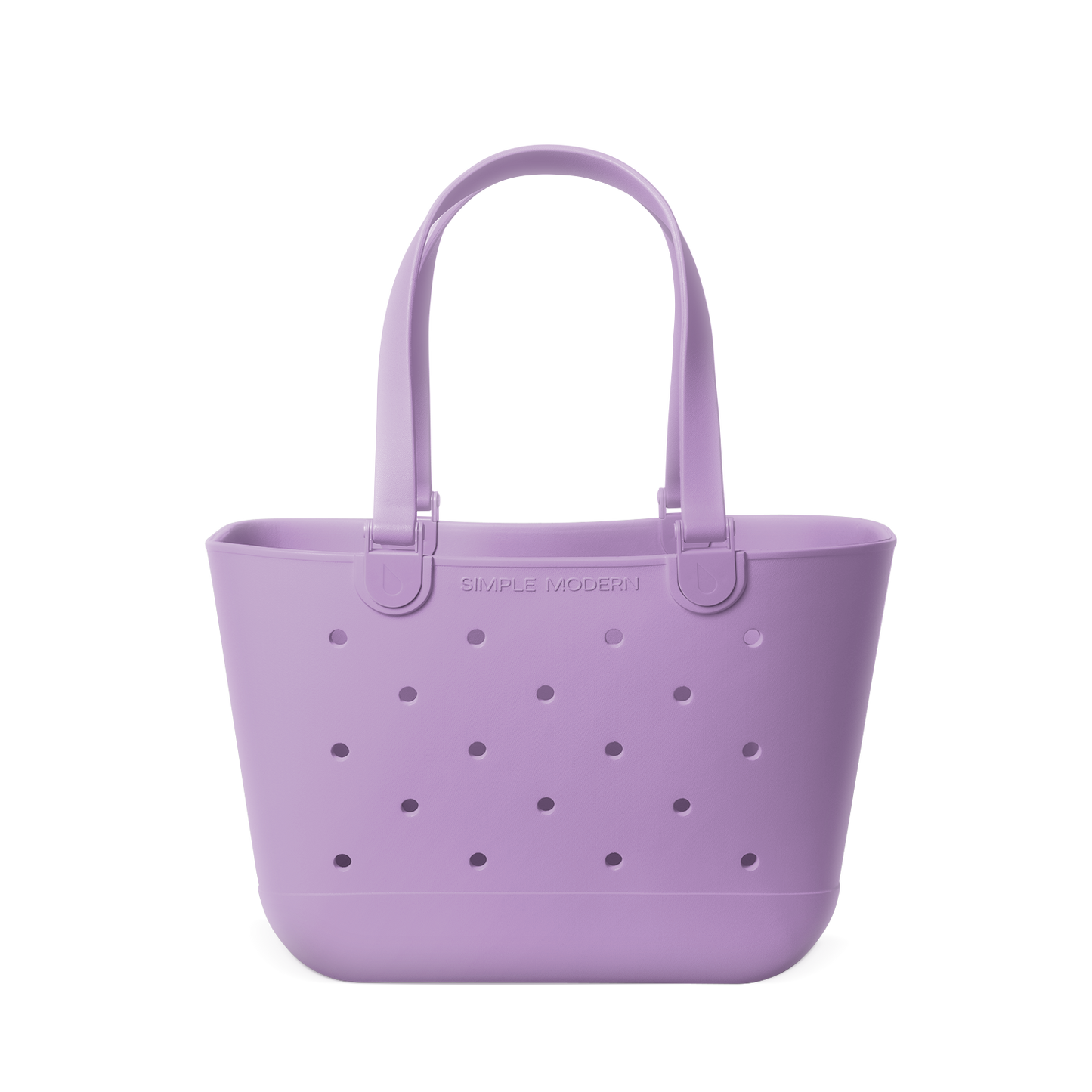 Soft lavender tote bag with simple modern design, featuring a muted lilac purple color throughout the entire canvas bag structure.