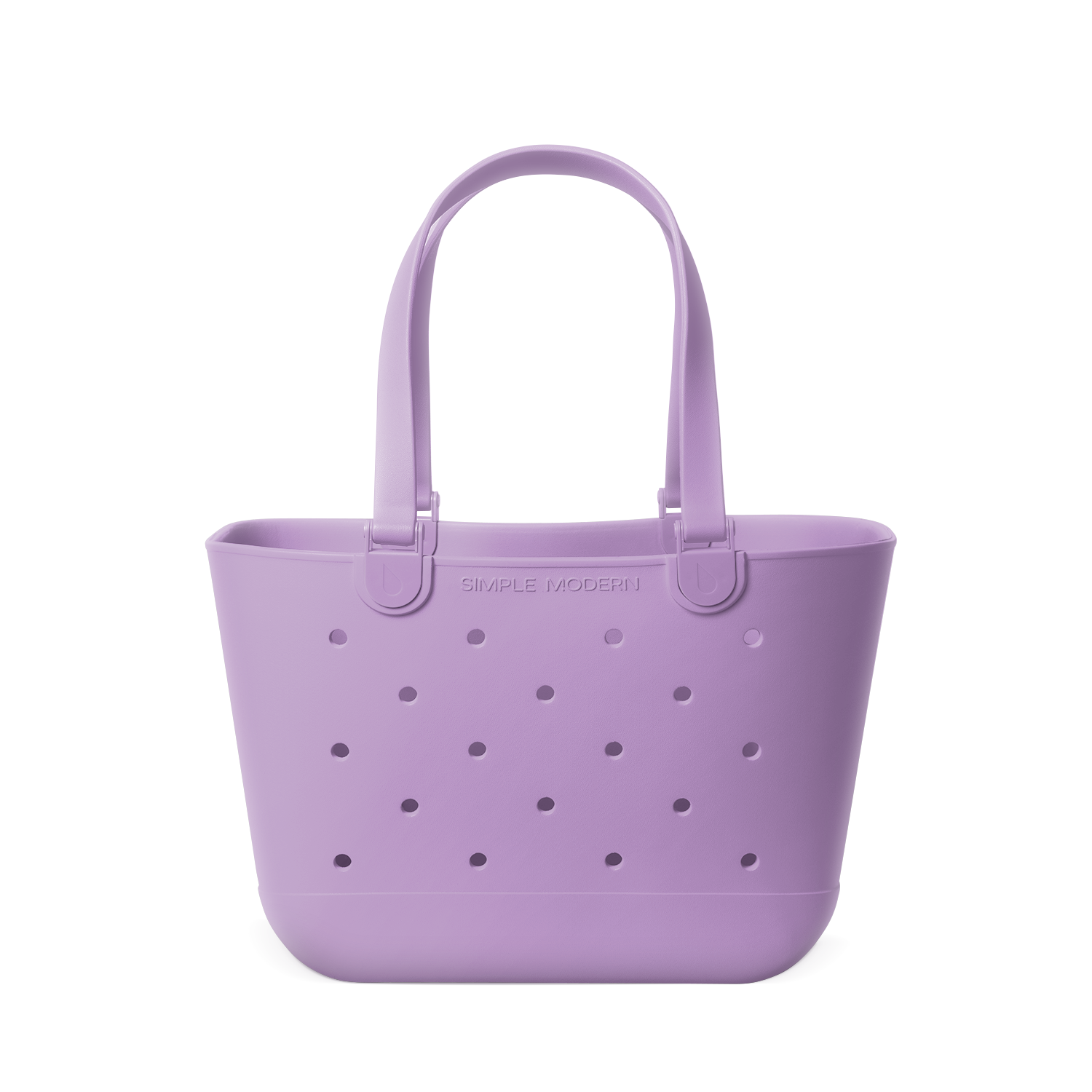 Soft lavender tote bag with simple modern design, featuring a muted lilac purple color throughout the entire canvas bag structure.