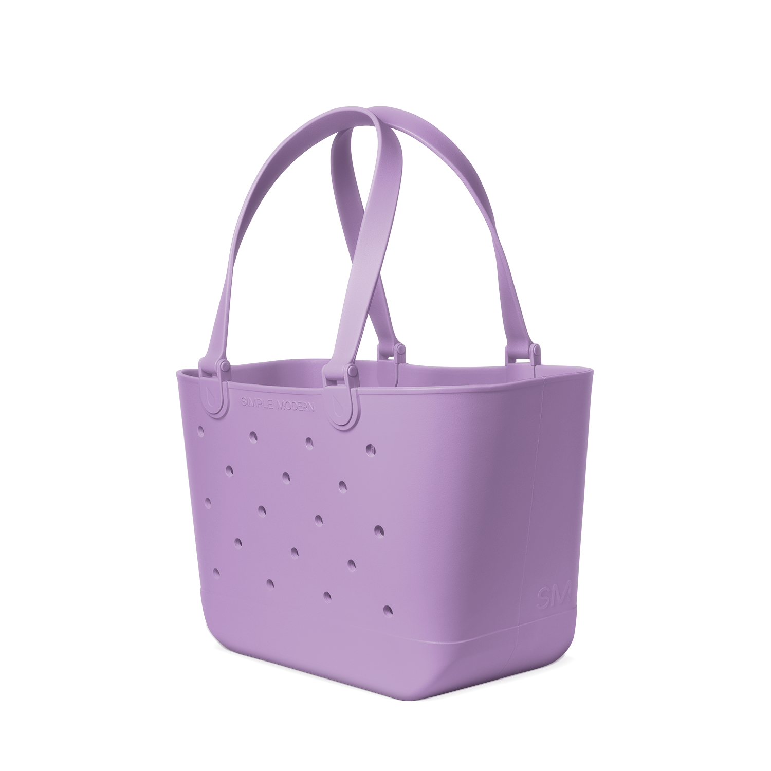 Soft lavender purple tote bag displayed against white background with subtle shadow details