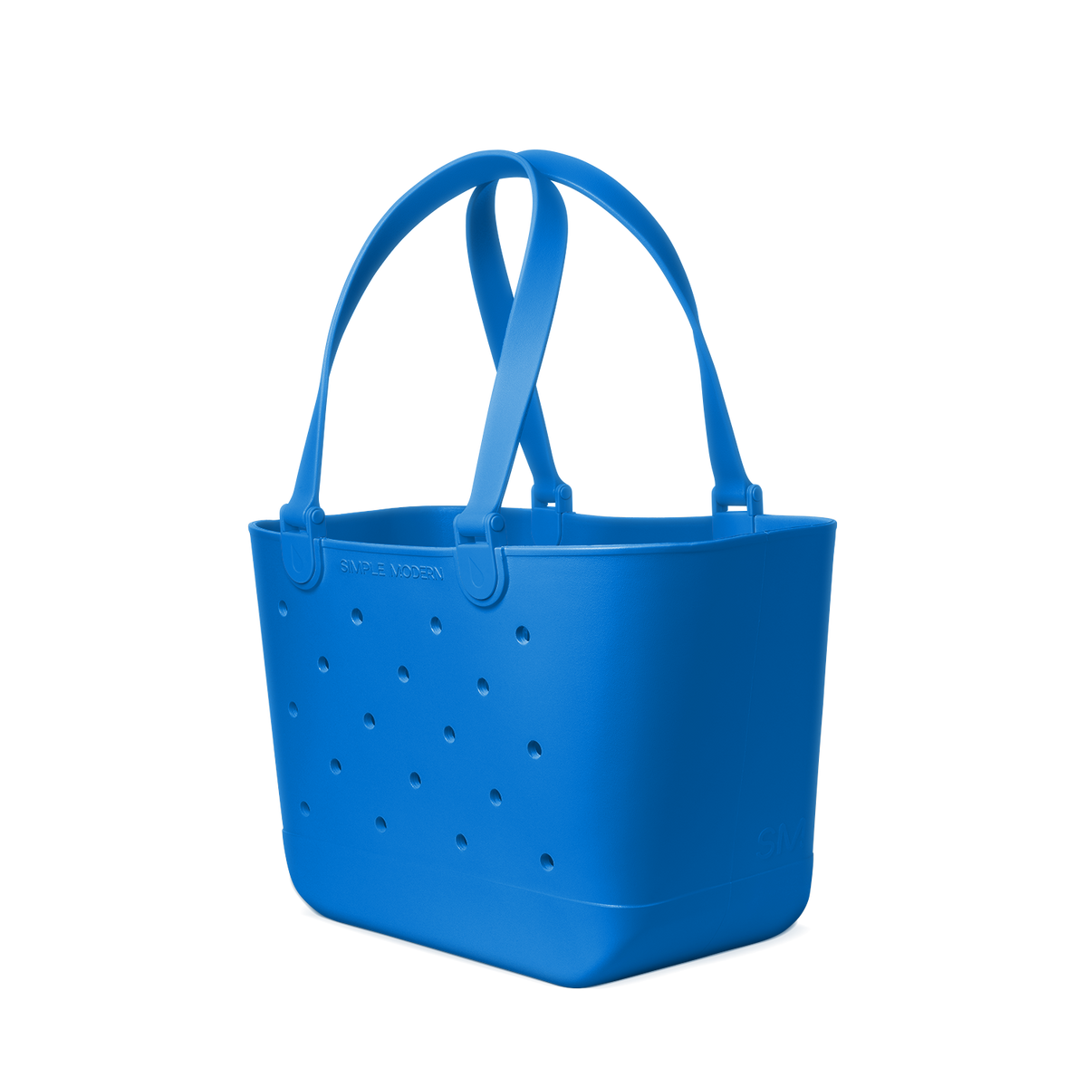 Electric blue geometric shape on white background with matte finish