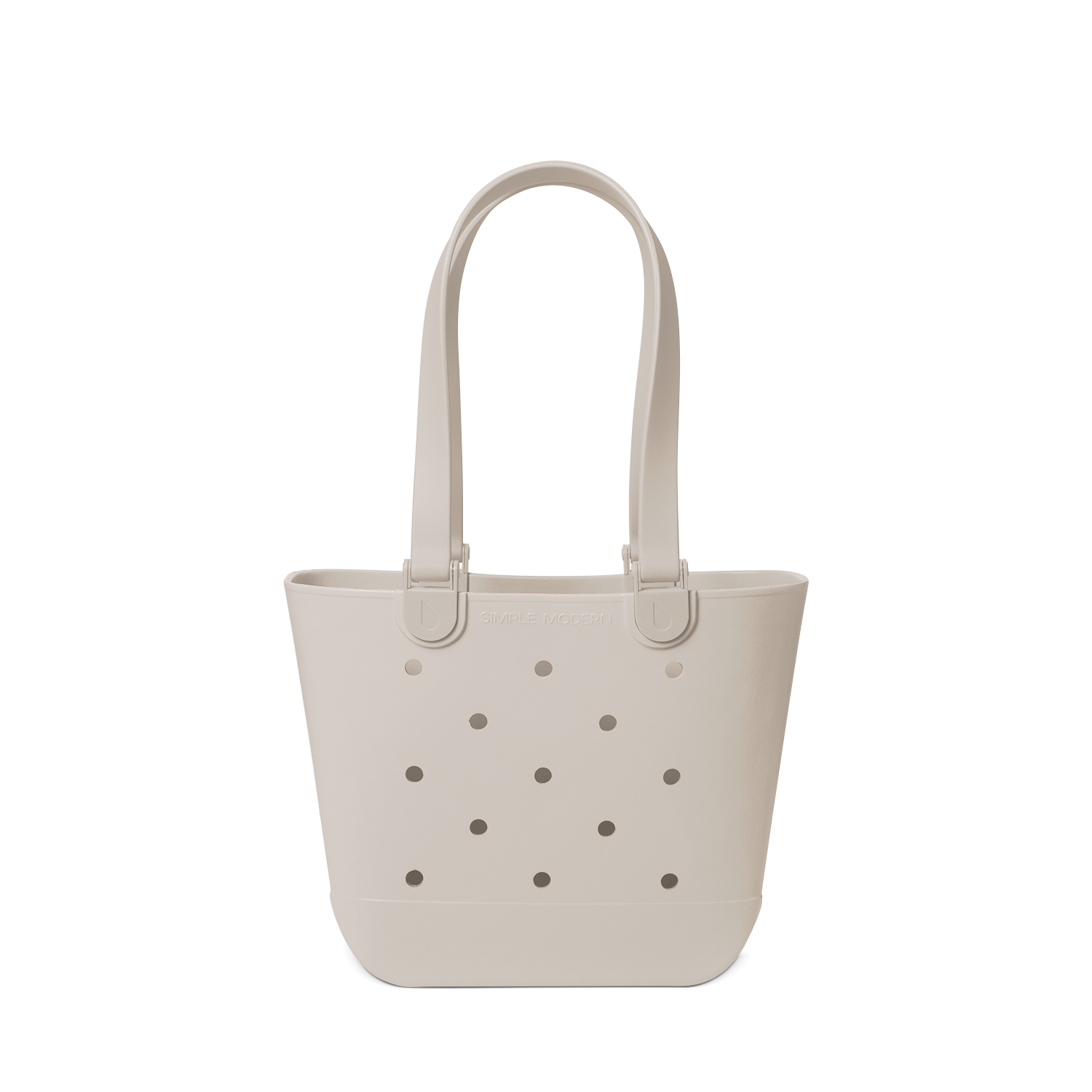 Soft beige canvas tote bag displayed against a light gray-white background