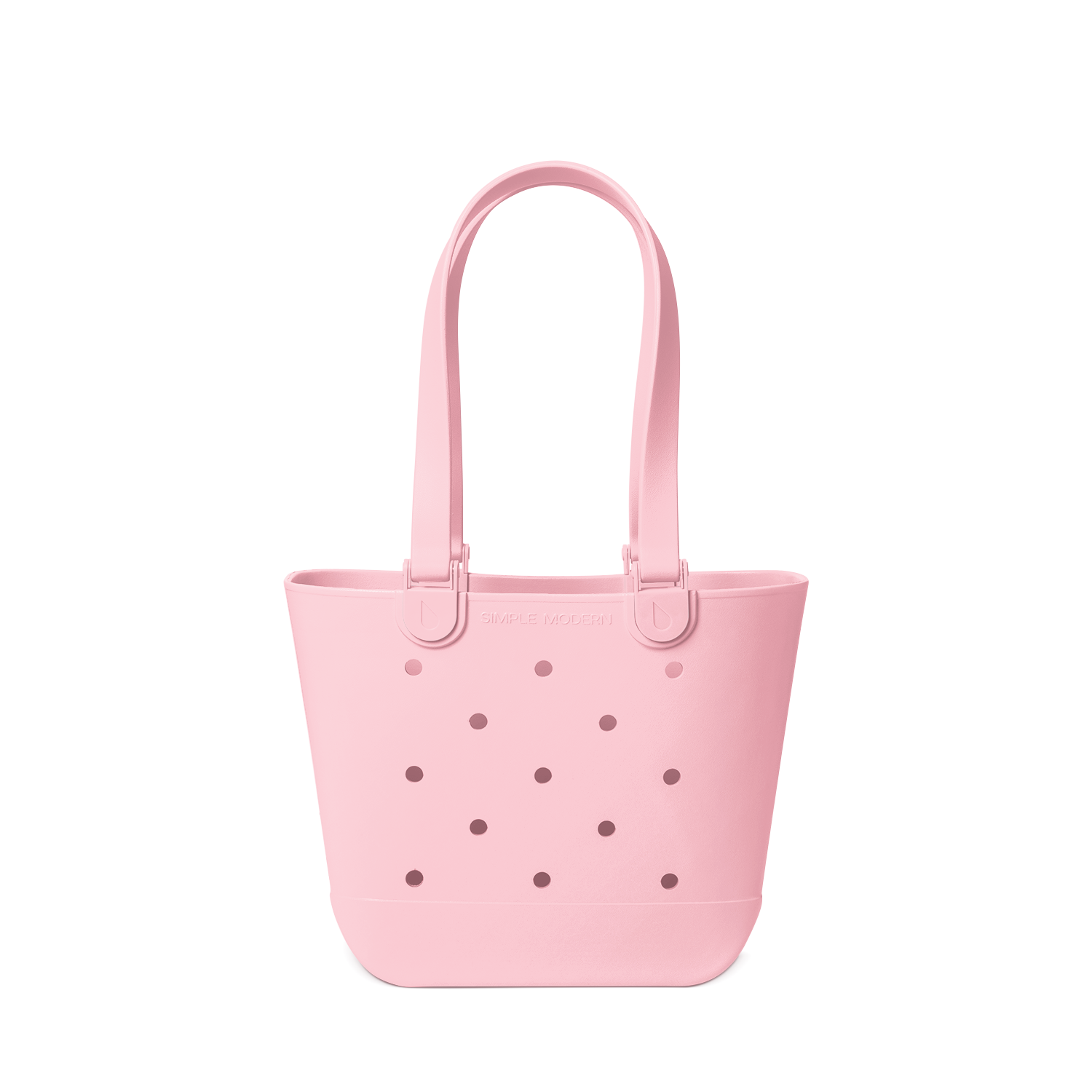 Soft pink tote bag against a white background