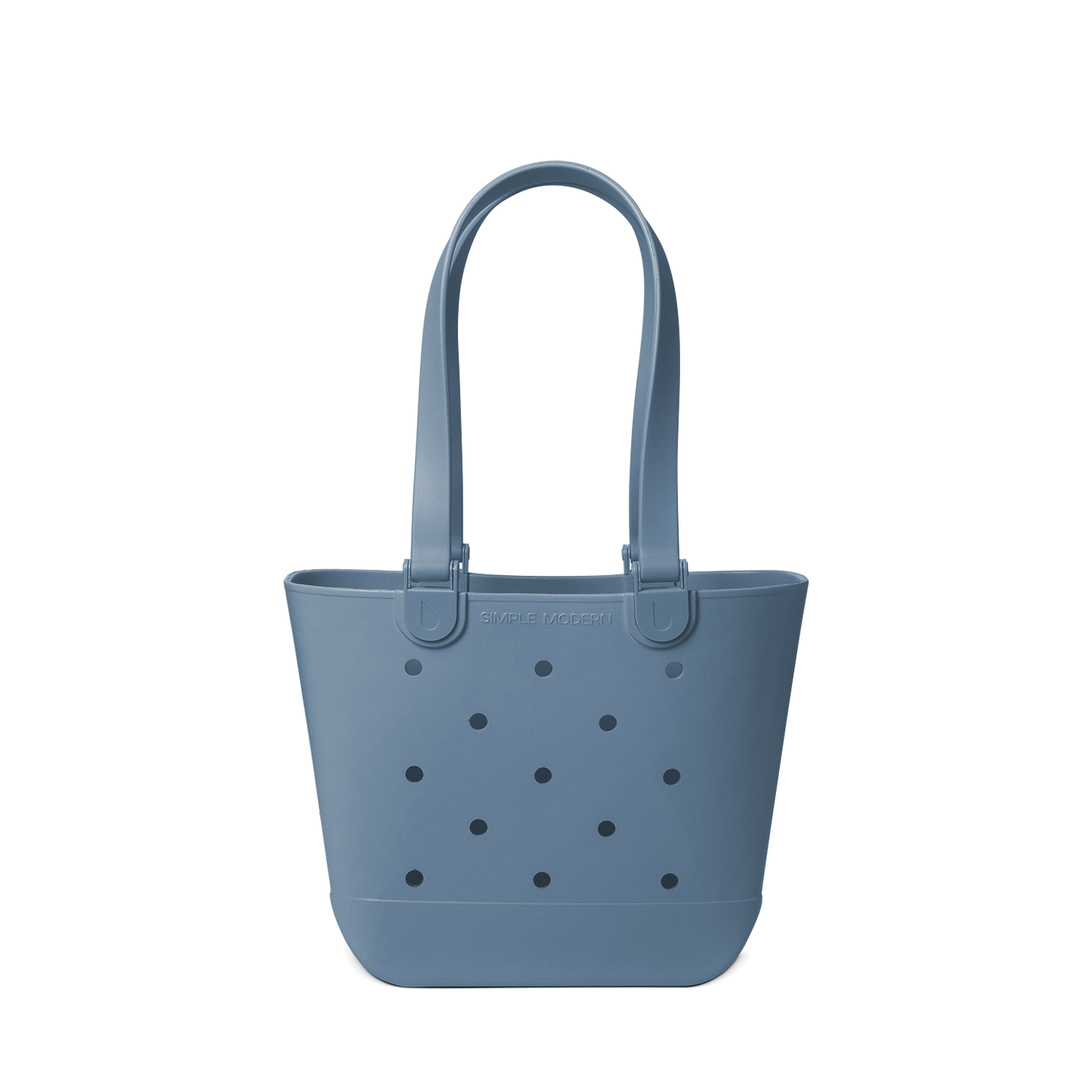 Soft blue-grey muted tote bag on light neutral background