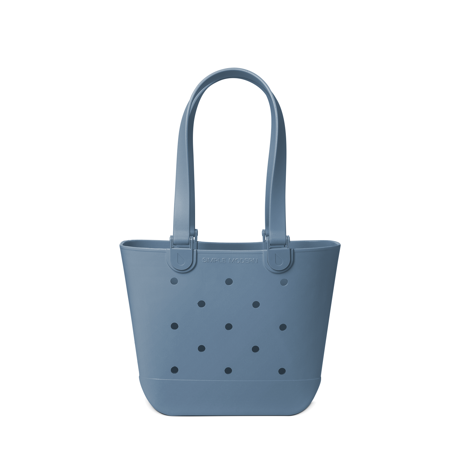 Soft blue-grey muted tote bag on light neutral background