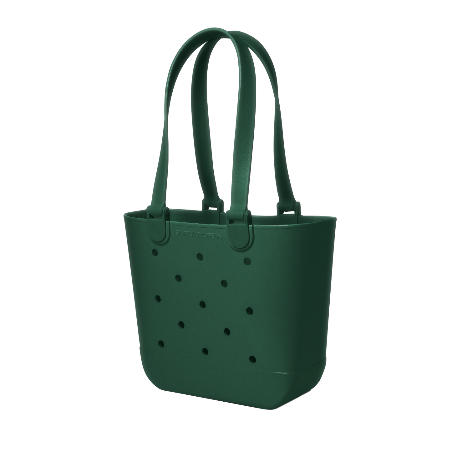 Deep forest green tote bag with handles displayed against a white background
