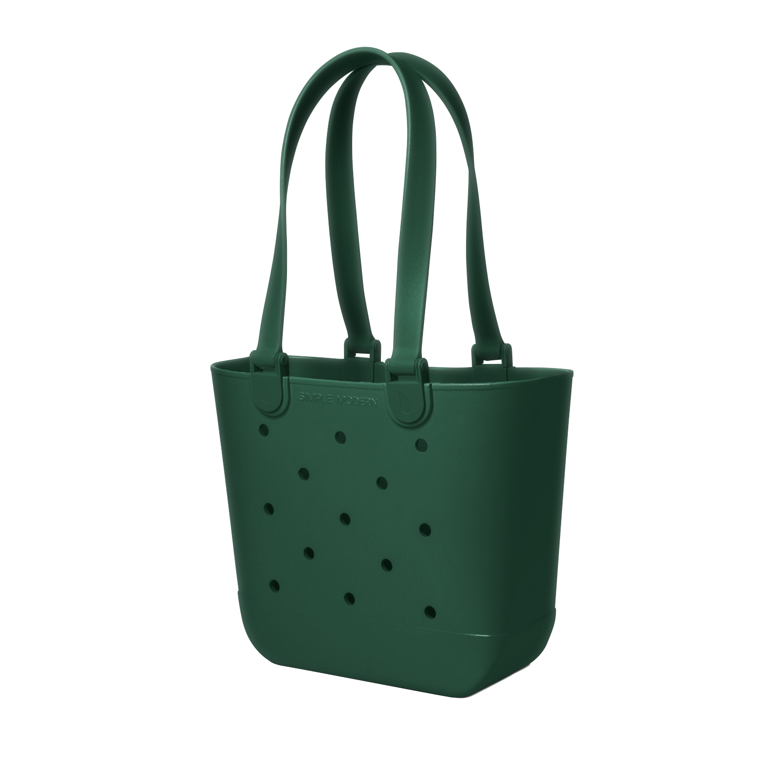 Deep forest green tote bag with handles displayed against a white background