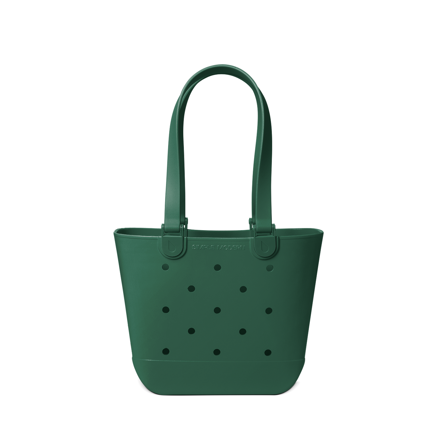 Forest green tote bag with black polka dot pattern, featuring a clean neutral background
