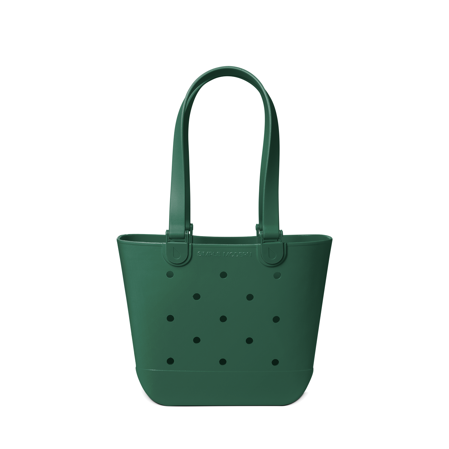 Forest green tote bag with black polka dot pattern, featuring a clean neutral background