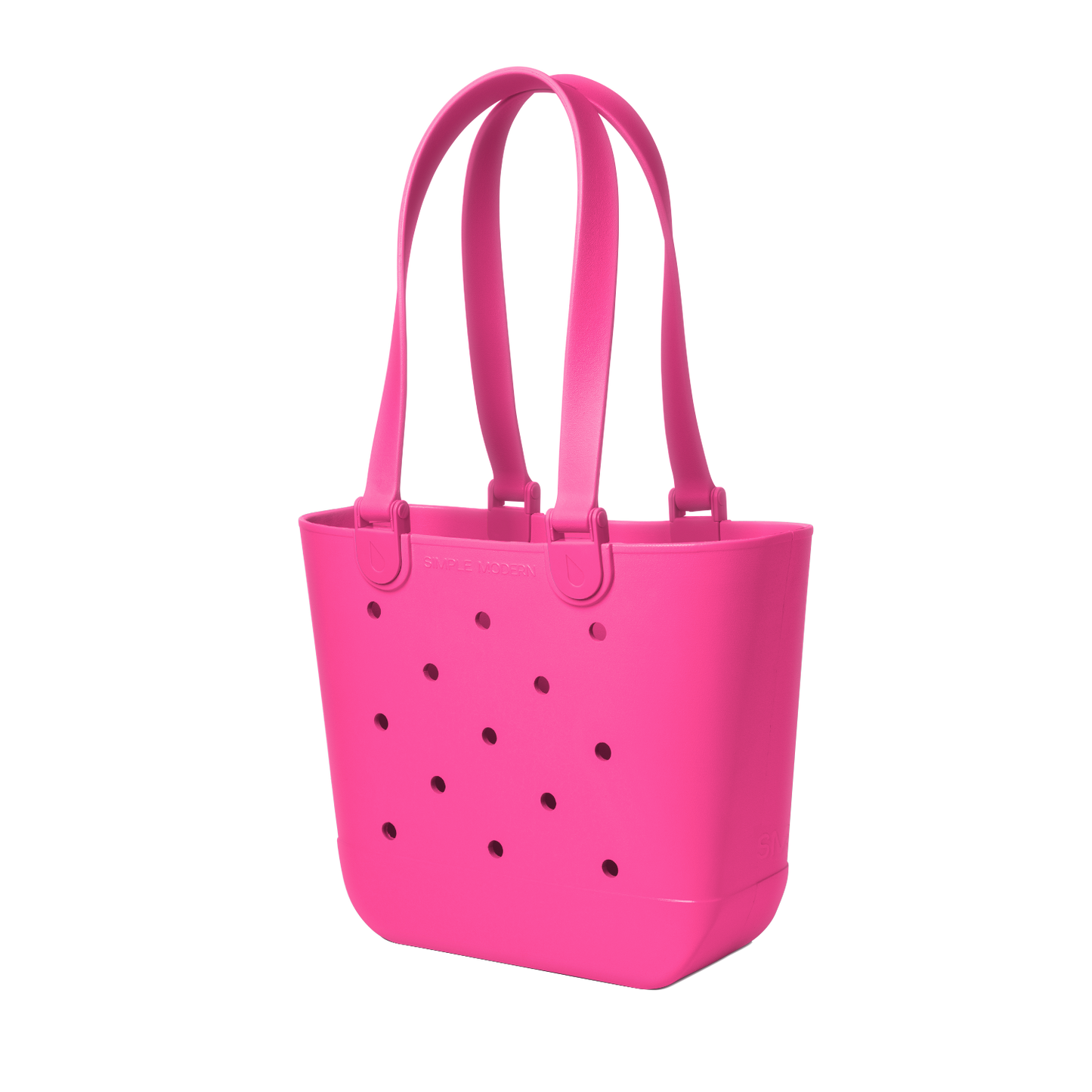 Vibrant hot pink canvas tote bag with handles against white background