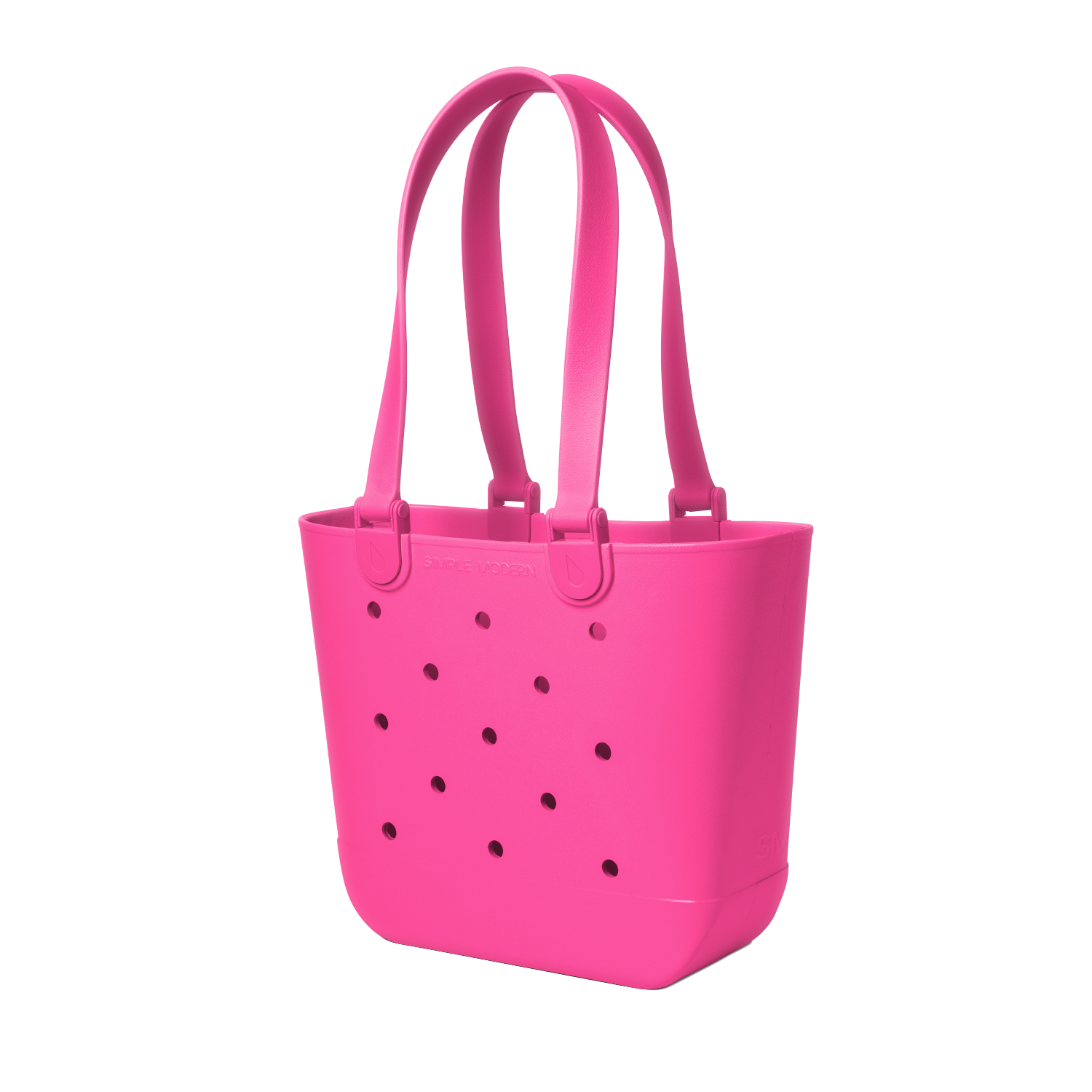 Vibrant hot pink canvas tote bag with handles against white background